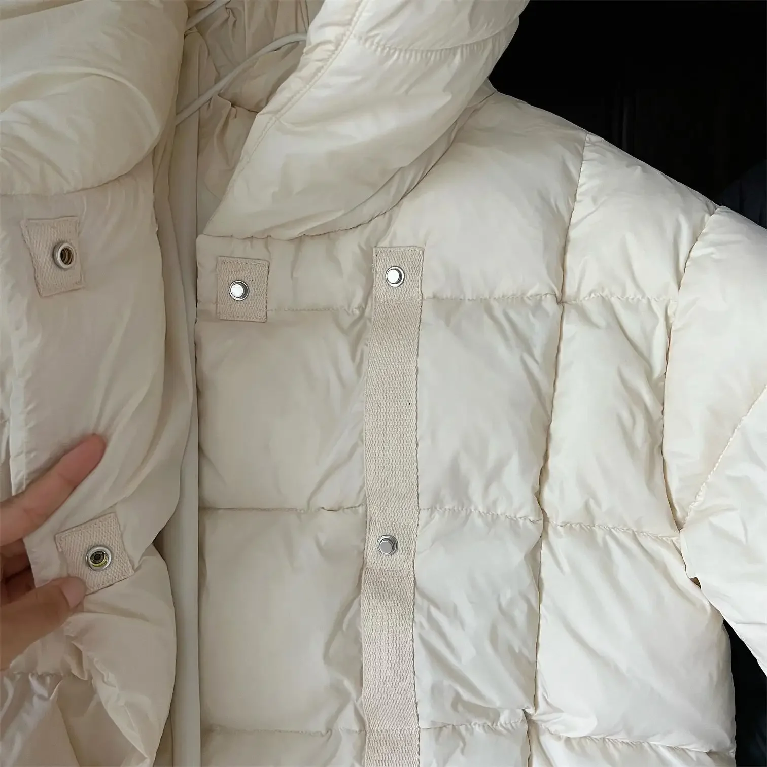 Детская одежда, Белое пуховое пальто для девочек, Корейский стиль, Новинка Зимы 2023 года, Модный Длинный, выше колена, утолщенный теплый пух