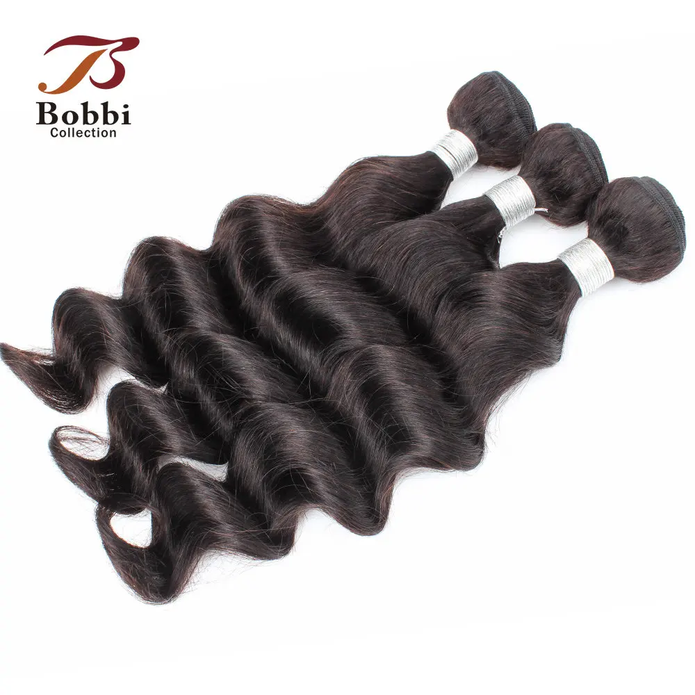 Свободные Глубокие Волнистые Пучки Человеческих Волос Remy Для Наращивания 10-26 дюймов Натурального Черного Цвета Bobbi Collection
