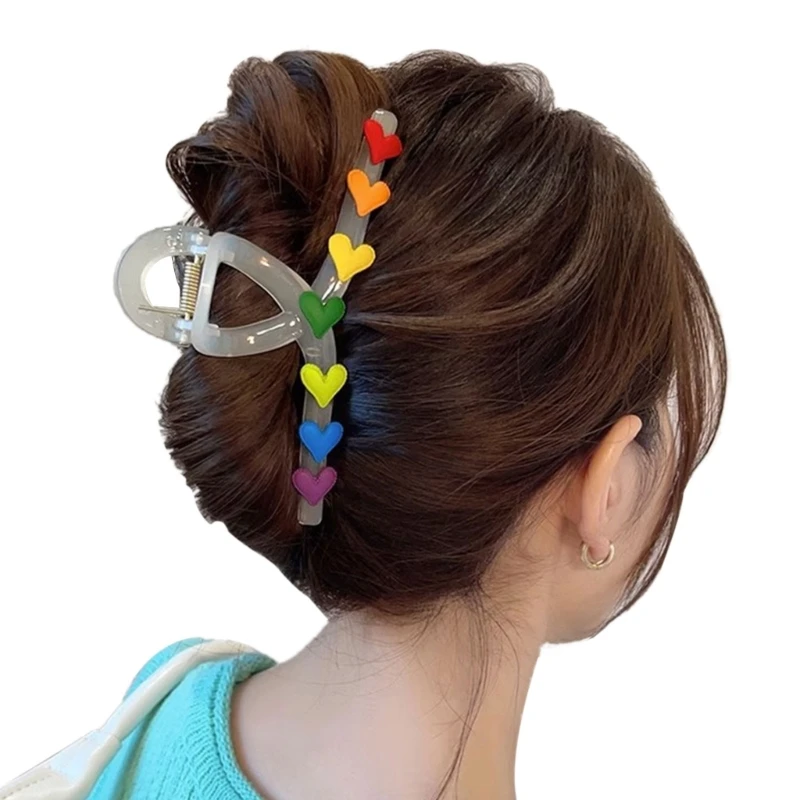 Большой Зажим для Когтей Rainbow Love Hair Claw Girl Держатель для Конского Хвоста Для Укладки Волос Зажим для Челюстей