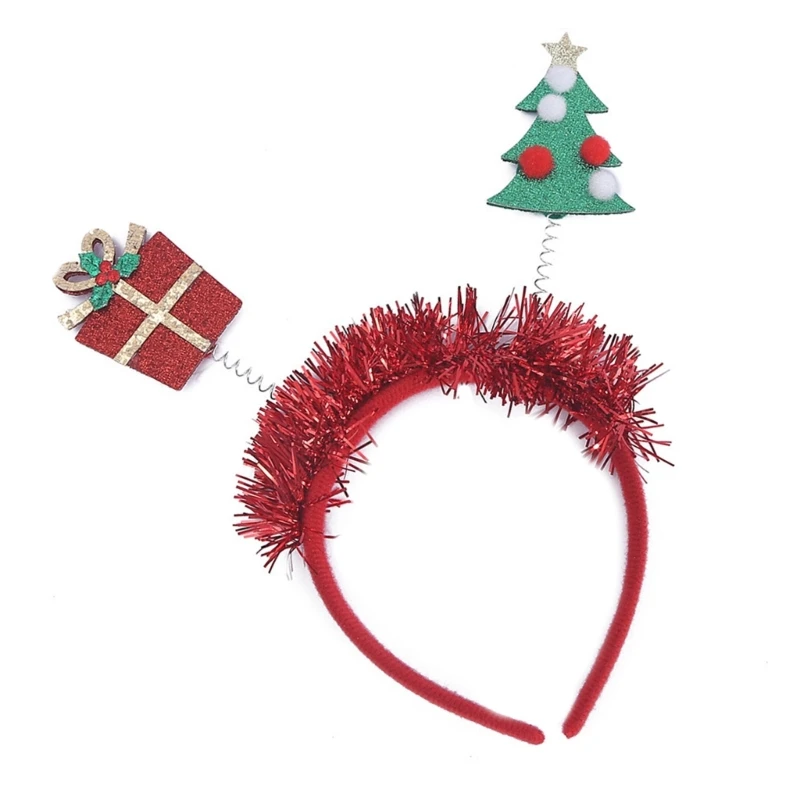 Праздничная Рождественская елка и подарочная коробка, обруч для волос с блестками, держатель для волос в прямом эфире, головные уборы на день рождения для взрослых, прямая поставка