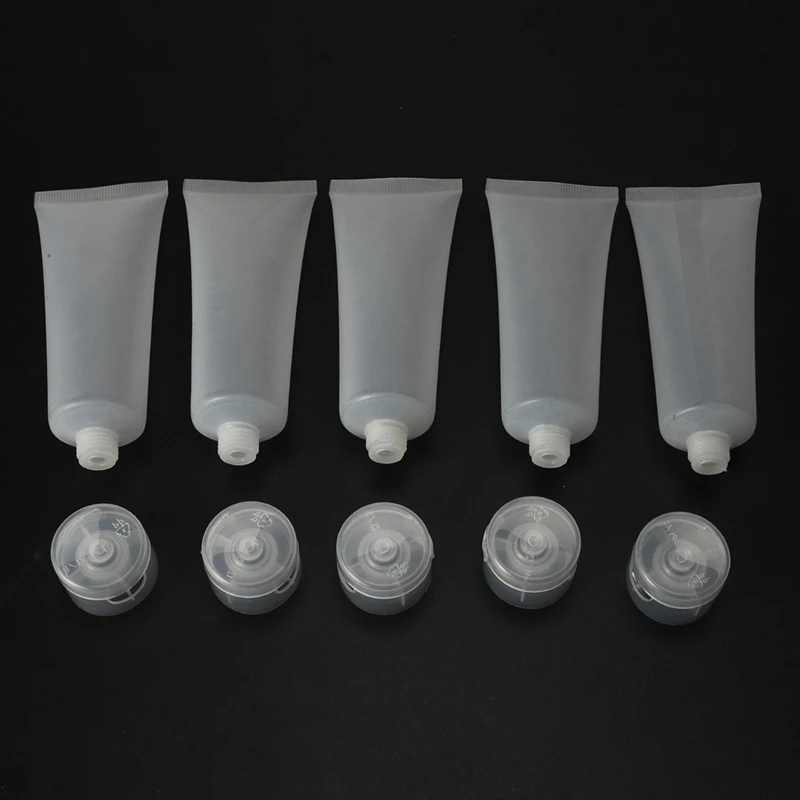 100шт 50 мл Матовых прозрачных пластиковых Мягких тюбиков Пустые Контейнеры для упаковки косметического крема, эмульсии, лосьона