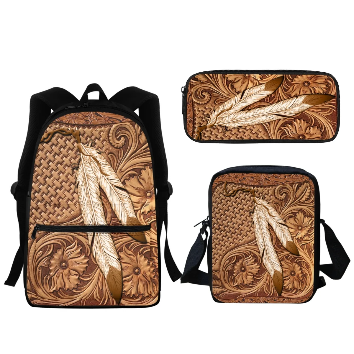 Винтажная дизайнерская школьная сумка из перьев для девочек и мальчиков, учеников средней школы, рюкзак на молнии, маленькая сумка-ранец, инструменты для обучения