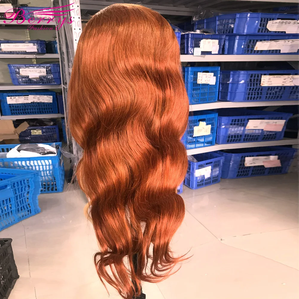Berrys Fashion 613 Ginger 13*6 Кружевные Фронтальные Волосы Парики Из Человеческих волос Выделяют Фронтальный Кружевной Цветной Парик 5X5 Объемная Волна Закрытие Парик
