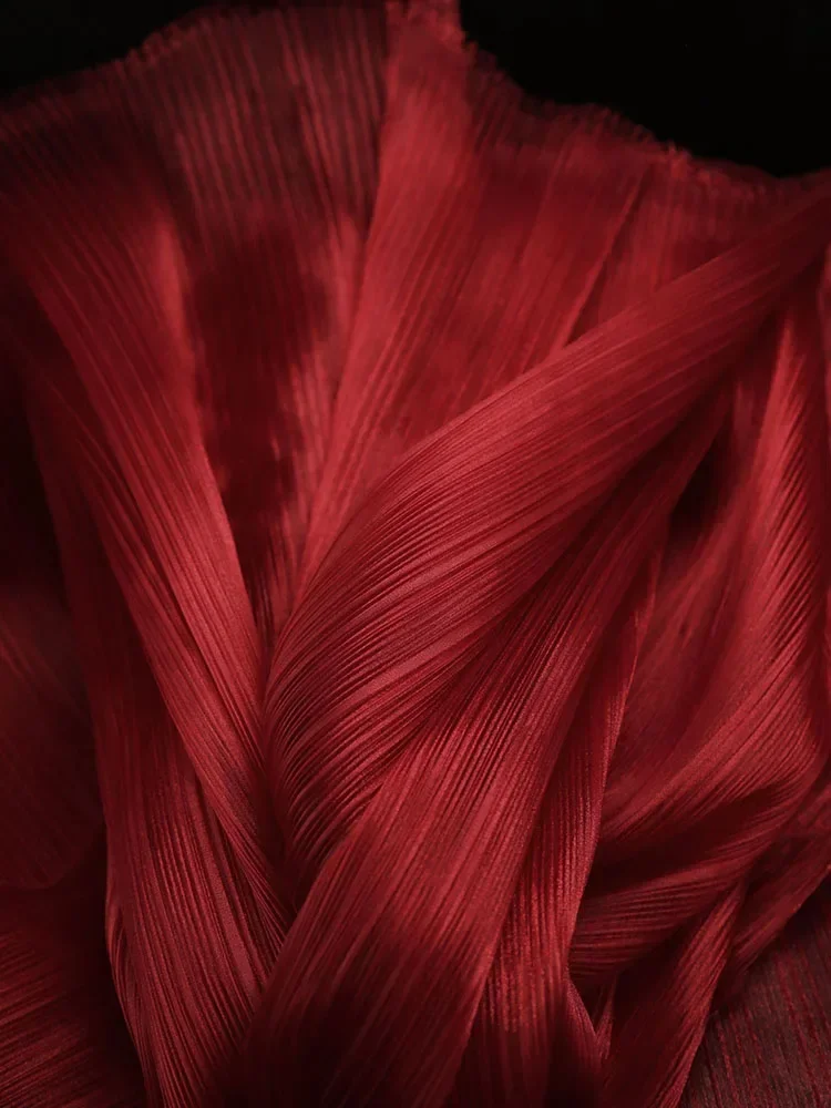 Плиссированная Ткань Из Органзы Сплошной Цвет Свадебное Фоновое Украшение Цветочный Дизайн Ткань Diy Швейные Метры Чистый Полиэфирный Материал