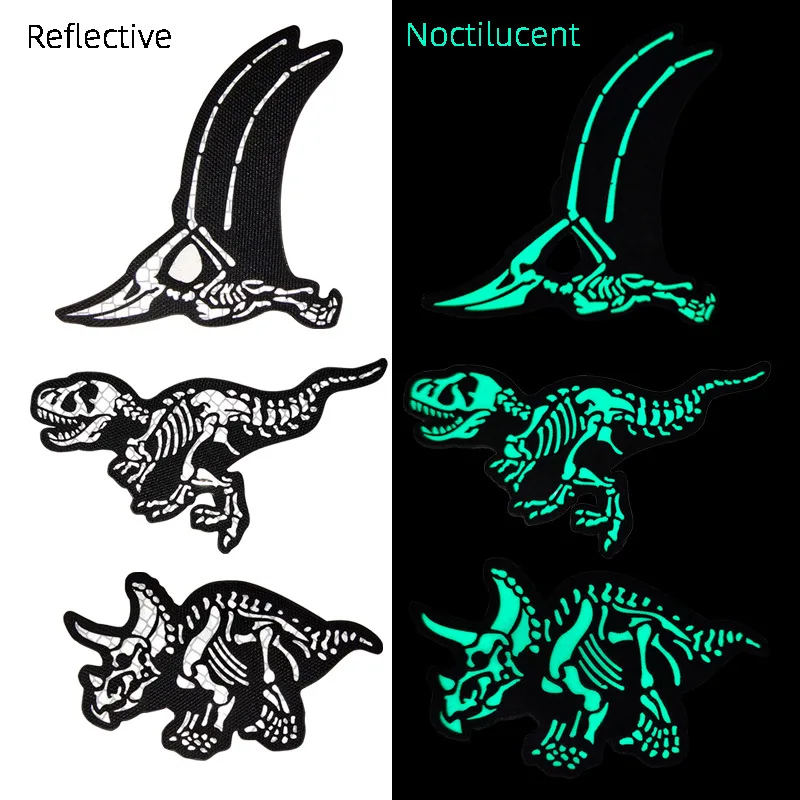 Значок С отражением инфракрасного излучения T-Rex Triceratops, светящаяся повязка на руку, 3D ПВХ Птерозавр, рюкзак, нашивка на куртку с крючком