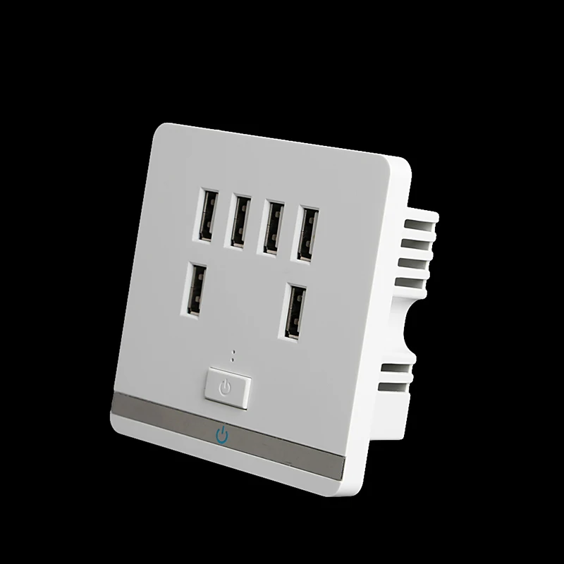 H7JB 3.4A 6-портовая розетка USB для настенного зарядного устройства, Розетка для розетки, Переключатель на панели