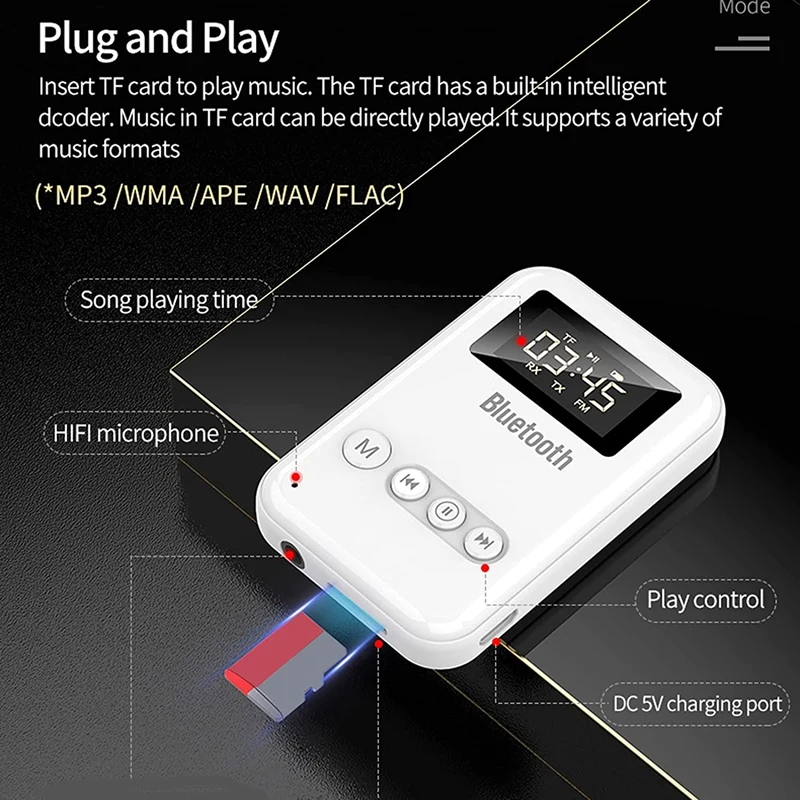 Вспомогательный FM Bluetooth 5,0 3,5 мм передатчик приемник для автомобильной домашней аудиосистемы