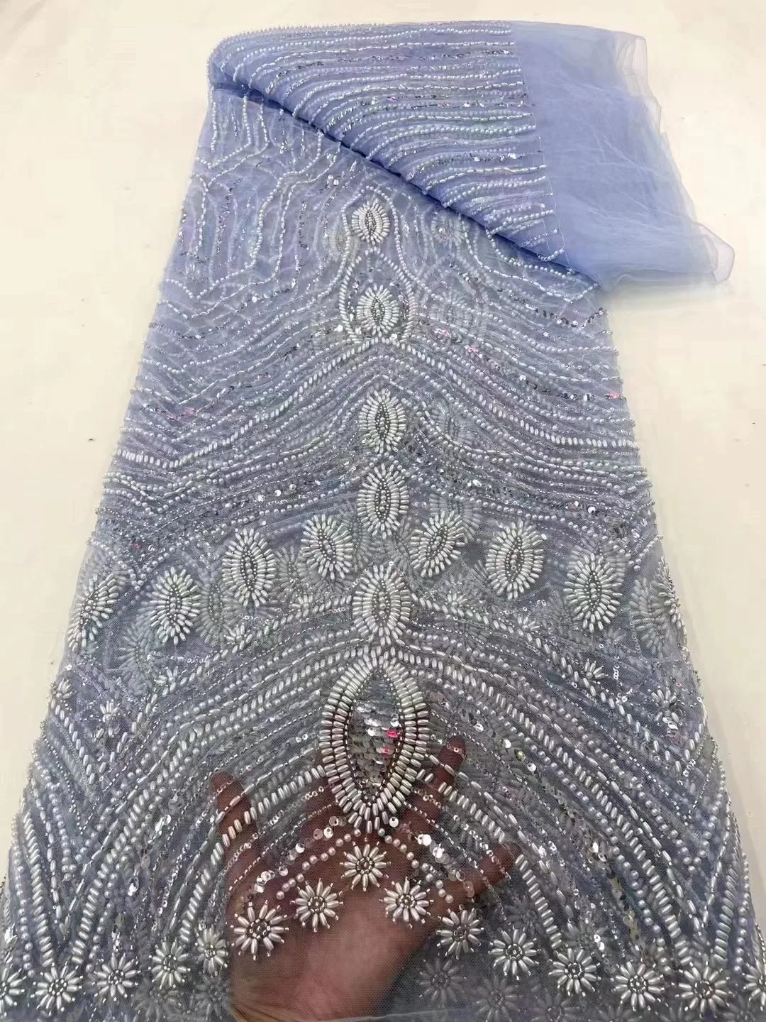 Африканская Кружевная Ткань с Блестками 3D 2023, Высококачественная Кружевная ткань Ручной работы из бисера, Нигерийский Французский тюль, Кружевной свадебный материал