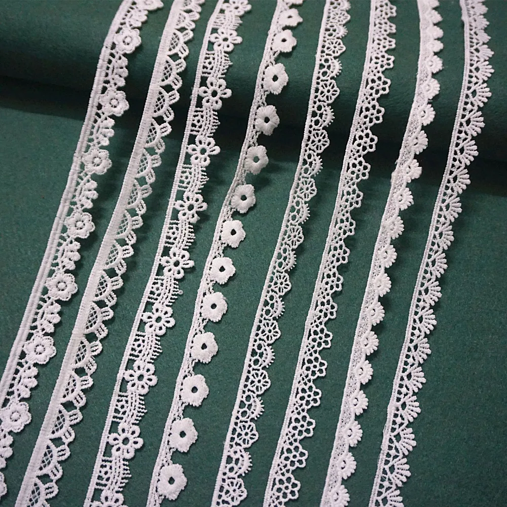 5 ярдов белой хлопчатобумажной вышитой кружевной отделки Ленты Ткань Материалы для рукоделия ручной работы Швейная одежда Аксессуары для одежды