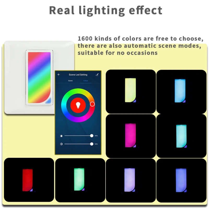 подключаемый Wi-Fi В Стене RGB LED Scene Умный Выключатель Света С Изменением цвета Дистанционное Голосовое Управление и таймер Обратного Отсчета Работает с Alexa