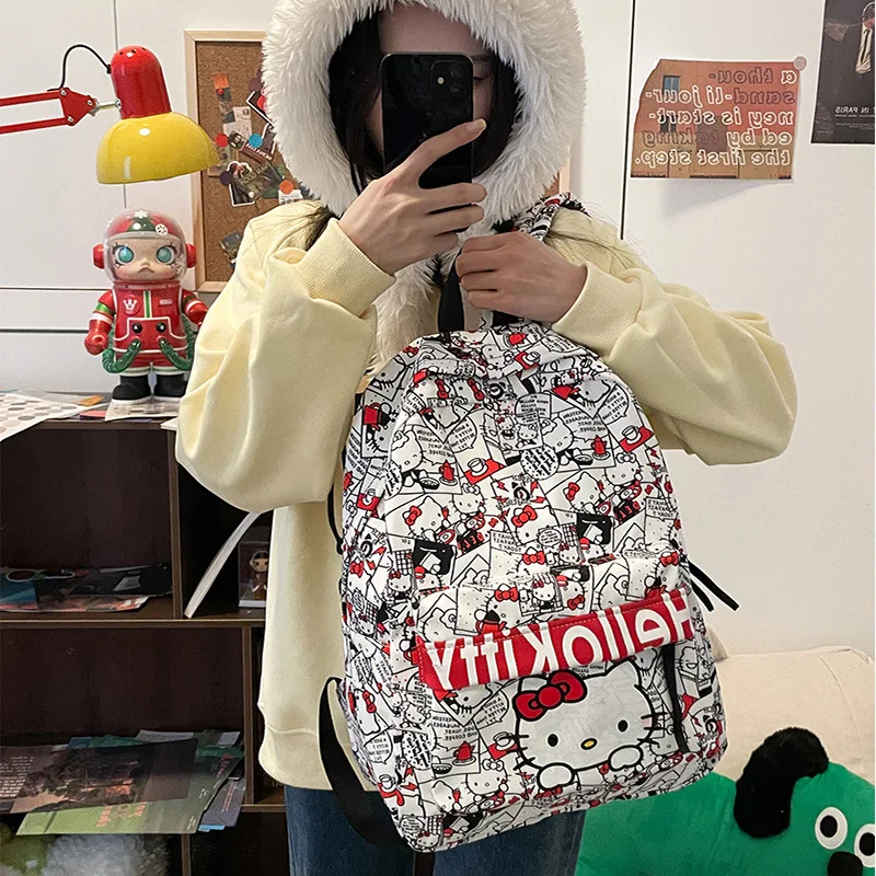 Универсальный новый школьный рюкзак с принтом hellokitty, популярный повседневный рюкзак интернет-знаменитостей, рюкзак для покупок для девочек
