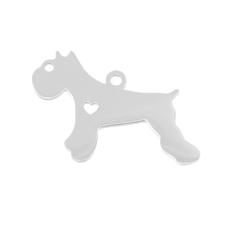Рисул Я люблю свою Собаку Шнауцер Собака Кулон из нержавеющей стали сердце щенок pet ID пустой жетон для печати Зеркальный лак 10шт