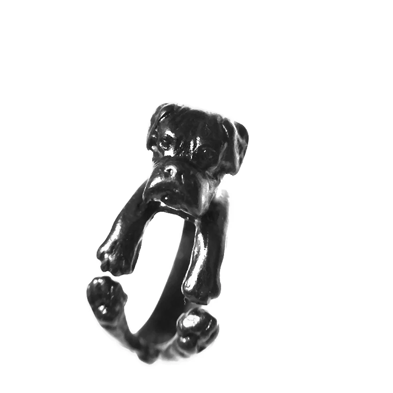Дропшиппинг 3D Боксерское кольцо для любителей собак для девочек, регулируемый Размер от 6 до 8, Свободный Размер, модные украшения с милыми животными для любителей домашних животных