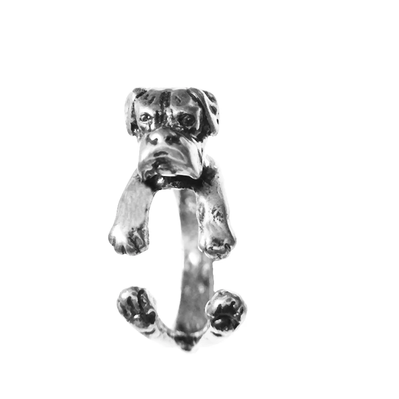 Дропшиппинг 3D Боксерское кольцо для любителей собак для девочек, регулируемый Размер от 6 до 8, Свободный Размер, модные украшения с милыми животными для любителей домашних животных