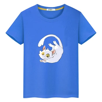 Футболка Suzume No Tojimari Daijin Cat с Аниме Графическим принтом, японская футболка из 100% хлопка Для мальчиков/девочек, Детские футболки Kawaii