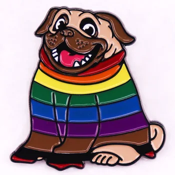 Цветное животное Милая радужная собака Металлическая брошь Значок Модные украшения Одежда Шляпа Рюкзак Аксессуары подарки