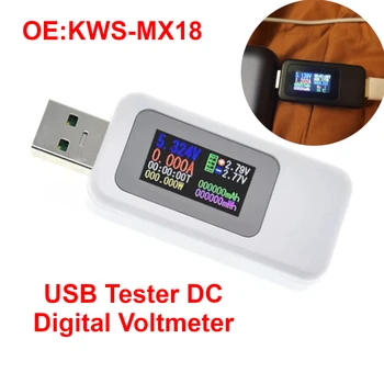 USB DC Цифровой Вольтметр Текущее Напряжение Зарядное Устройство Детектор Емкости Амперметр Аккумулятор Power Bank Тестер Метр KWS-MX18