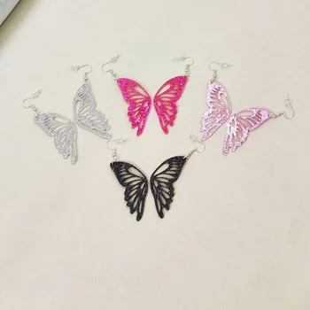 KUGUYS Полая Бабочка Висячие Серьги для Женщин 4 Цвета Блестящие Акриловые Милые Украшения С Насекомыми Модные Аксессуары