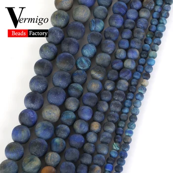 Бусины из натурального камня 4-10 мм, матовый Темно-синий Тигровый глаз, круглые Распорные бусины для изготовления ювелирных изделий, аксессуары для браслетов и ожерелий 