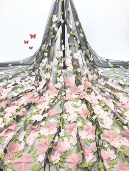 Африканская 3D Кружевная Ткань Из Бисера 2021 Высококачественный Кружевной Материал Свадебная Ткань Невесты Нигерийский Французский Тюль Кружевная Ткань RF332
