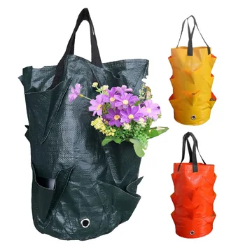 3 галлона полиэтиленовой ткани для клубники, сумка для выращивания, горшки для кашпо, садовый настенный цветок, открытый контейнер для посадки помидоров