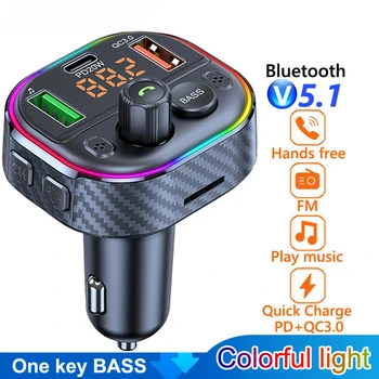 FM-передатчик Стерео Бас Автомобильный MP3-плеер PD 20 Вт USB QC3.0 Быстрая Зарядка Автомобильное Зарядное Устройство Громкой Связи Bluetooth 5,0 Автомобильный комплект Bluetooth