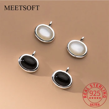 MEETSOFT S999 Стерлингового серебра Подвеска в форме капли в форме эллипса, подвески для изготовления поделок ручной работы, ожерелье, браслет, ювелирные изделия