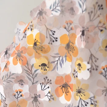 Высококачественная ткань Оранжевые лепестки Летнее платье рубашка солнцезащитный топ шарф платье в стиле пэчворк