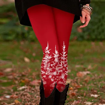 Женские леггинсы с принтом Рождественской елки, брюки, леггинсы с высокой талией, длинные брюки для счастливой Рождественской вечеринки, женские Рождественские брюки, леггинсы