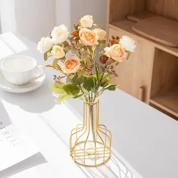 Красивый искусственный цветок розы на ножке, Многоразовое Украшение рабочего стола из искусственных роз, Букет накладных цветов.