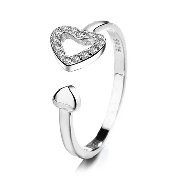 Кольца с милым кристаллом в виде сердца из стерлингового серебра 925 Пробы для женщин и девочек, подарок на День Святого Валентина, Роскошные ювелирные изделия Оптом