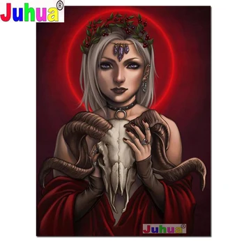 Полная дрель Квадратная алмазная картина Женщина-вампир 5D Готическая вышивка Алмазным крестом Рыжеволосая Искусство украшения дома