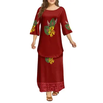 Популярное женское платье с длинными рукавами, костюм Puletasi, комплект из двух предметов, разработанный полинезийским племенем, Бесплатная доставка