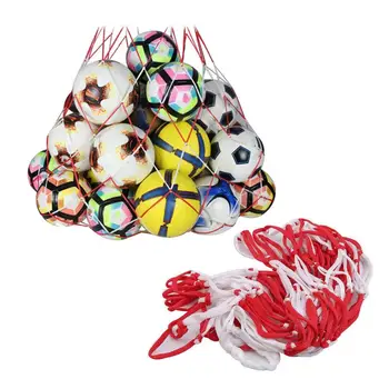 Сумка для мяча, красно-белая сумка для футбольной сетки, нейлоновая сумка для хранения, практичная сумка для сетки для мяча большой емкости