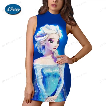 Сексуальное облегающее платье Frozen princess Aisha с мультяшным принтом без рукавов, летнее модное пляжное праздничное платье с ягодицами