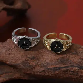 Кольца в форме часов из сплава, Модные Винтажные кольца в стиле панк, Ювелирные изделия, Подарок, Регулируемые Открывающиеся кольца для мужчин