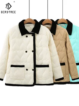 Новая Осенняя Простая куртка с Хлопчатобумажной подкладкой, Женское Утепленное пальто в стиле ретро, Повседневная Свободная Офисная Женская Зимняя верхняя одежда C3N585QM