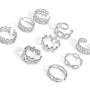Модные кольца из нержавеющей стали для женщин, открытые регулируемые кольца серебряного цвета для мужчин, свадебные украшения для девочек, подарки 18,5 мм (размер США 8,5), 1ШТ