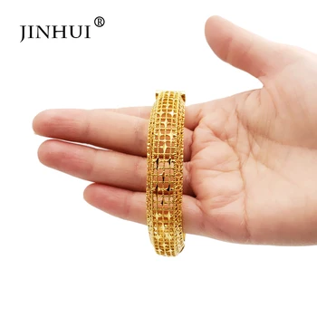 Jin Hui Новые модные свадебные браслеты золотого цвета для женщин, браслеты для невесты, ювелирные изделия из Эфиопии/Африки/Дубая, подарки Оптом