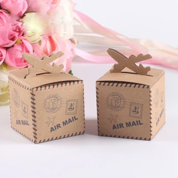 50 шт. плоских крафт-коробок для конфет, бумажный пакет для свадебных подарков в честь рождения ребенка, украшение свадебной вечеринки