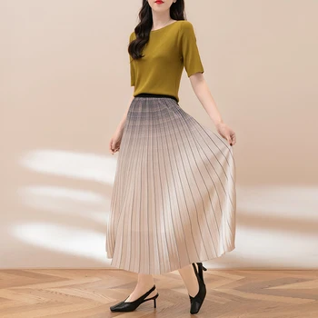 2023 Весна Лето Новая женская юбка-полукомбинезон Мода Универсальный Маленький дизайн в полоску, в складку, контрастный крой Бесплатная доставка