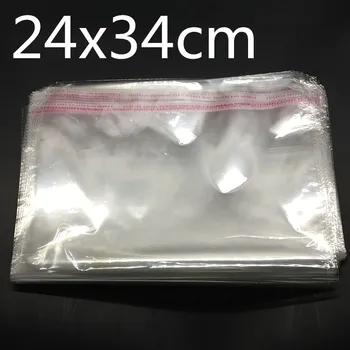 100 шт Прозрачных пластиковых пакетов с самоклеящимся уплотнением, прозрачных упаковочных пакетов Opp 24x34 см
