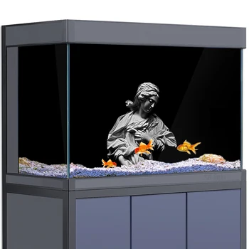 Аквариумный Фон Наклейка Украшение для Аквариумов HD Черная Статуя Простой Фон 3D Плакат Печать Обоев ПВХ