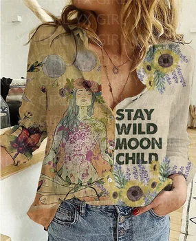 Женская Повседневная рубашка с принтом Для Йоги, рубашка на пуговицах с 3D-принтом, Повседневная Уникальная Уличная одежда
