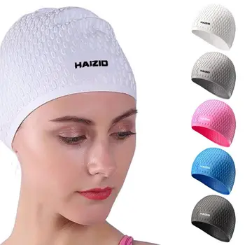 Шапочки для плавания, Высокоэластичная силиконовая шапочка для плавания, Нескользящие водонепроницаемые шапочки для душа для женщин, мужчин, взрослых, аксессуары для плавания