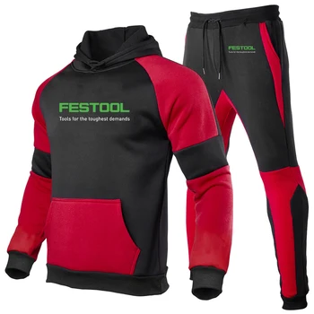 Festool Fashion 2023 Новый мужской весенне-осенний пуловер с длинным рукавом, повседневная хлопчатобумажная толстовка, спортивные брюки, костюм