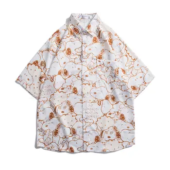 Рубашки Мужские Повседневные с уличным принтом, короткие Рубашки с длинным рукавом, женские Мужские Рубашки 2023 Гавайи, Пляжные рубашки Оверсайз, модные рубашки Harujuku