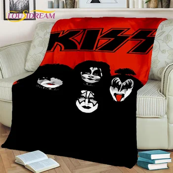 Одеяло рок-группы KISS в стиле ретро, мягкое покрывало для дома, спальни, гостиной, кровати, дивана, офиса для пикника, пеших прогулок, отдыха, покрывало для сна