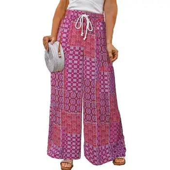 Женские брюки, женские летние брюки с красочным принтом, широкие брюки, одежда в богемном стиле