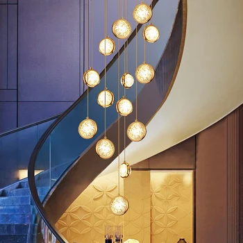 Современная светодиодная люстра, золотая лестница, большая длинная линия, подвесная хрустальная люстра, роскошная люстра для гостиной на чердаке